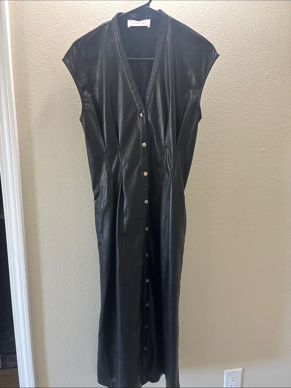 Veda Black Faux Leather Maxi Dress - Veda